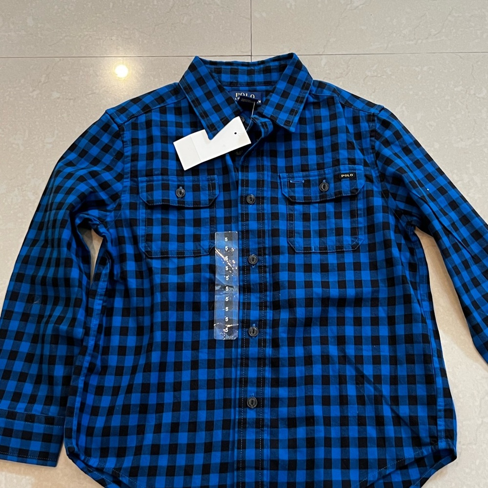 Polo Boys plaid button down, size 5, NWT